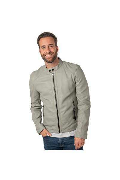 mauritius Men's Leather Jacket 2.0 by Light Grey 2MToji