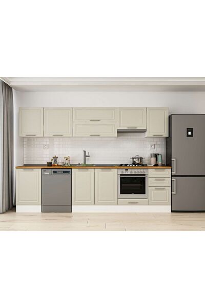 Alvinka 305X210 Cm Klasik Mebran Mutfak Dolabı Beyaz M-E90S50S45-1 Mebran | K...