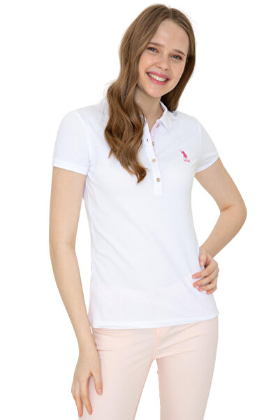 U.S. Polo Assn. Γυναικείο λευκό μπλουζάκι Basic Polo με λαιμόκοψη