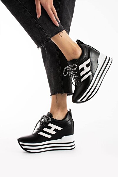 Leyna Black Women's Hidden Wedge Sneakers