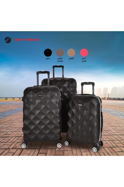 New Travel 3-Piece 8-Wheel Spinner Luggage Set, ABS Hard Shell, 360° Rolling Suitcase for Men and W