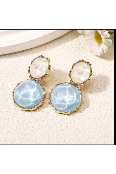Accessories Hei Light Blue Gold Yellow Detailed Dangle Daily Wear Women's Earrings
