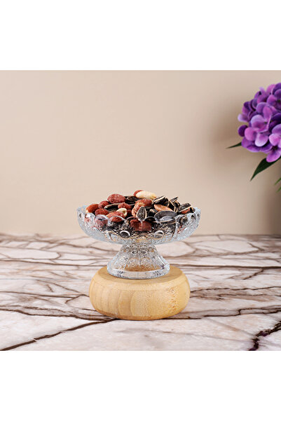 Lüks Sepeti Saray - 3 Pieces Footed Glass Serving Dish Coffee Side Turkish Delight Bowl Presentation Plate Decorative Plate - 130 ml