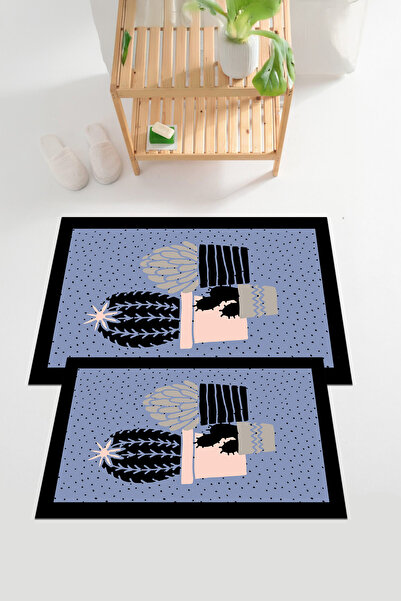 EVİMSEN Set de toaletă pentru baie cu model de cactus, lavabil și anti-alunec...