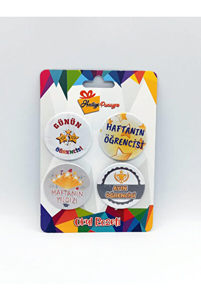 Hediye Panayırı Öğrenci Motivasyon Rozetleri – 4’lü Set (44 mm, İğneli Metal,...