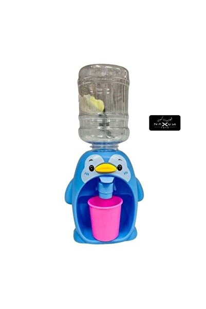 Generic لعبة موزع مياه على شكل بطريق للأطفال - موزع مياه صغير أزرق اللون مع كوب للعب التظاهري