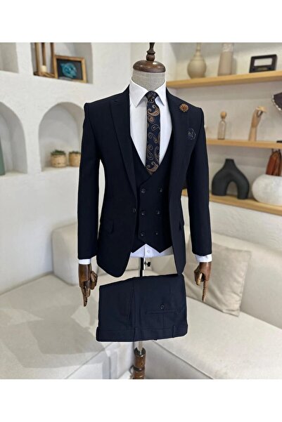 Biçeq Collection Men's Vested Sports Slim Fit Suit_Black
