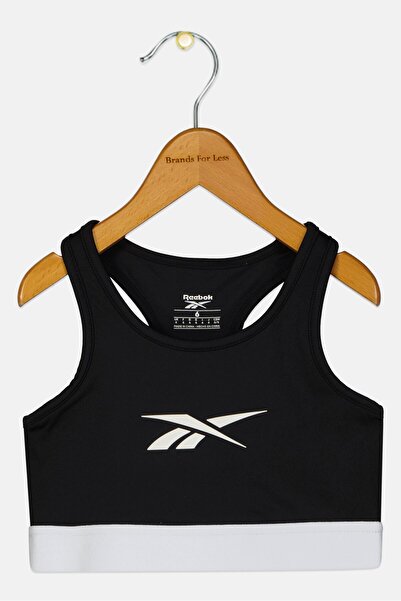 Reebok حمالة صدر رياضية بدون أكمام غير مبطنة للبنات الصغار، لون أسود