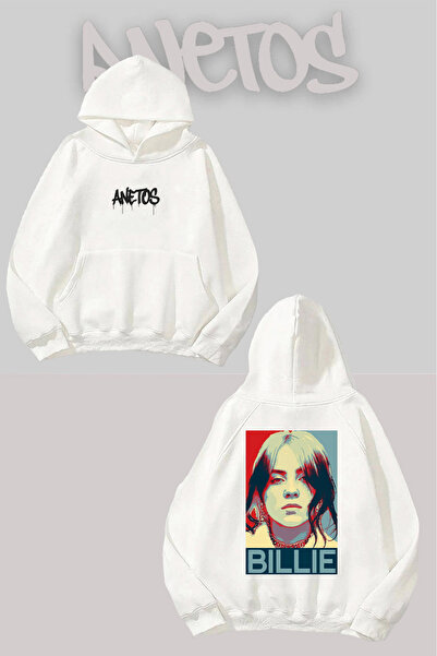 Anetos Billie Eilish 6 Back Printed White Hooded Sweatshirt