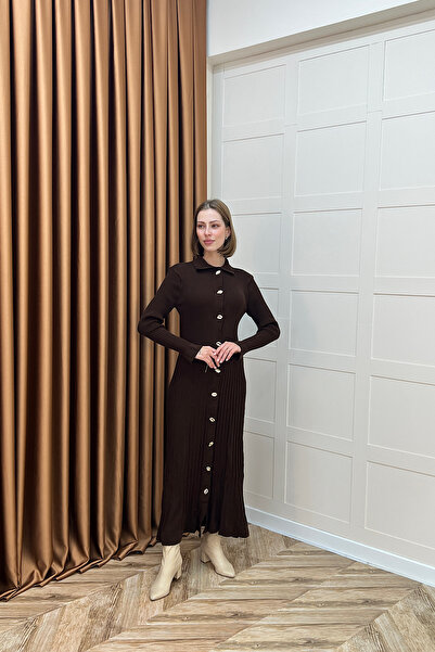 Stilife Прилепнала рокля с копчета, кафява