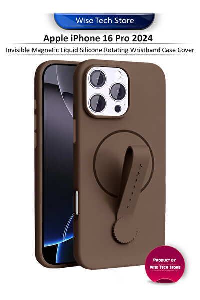 Wtech Apple iPhone 16 Pro Max 5G 2024 Invisible Magnetic Liquid Silicone Rotating Wristband Case Cover