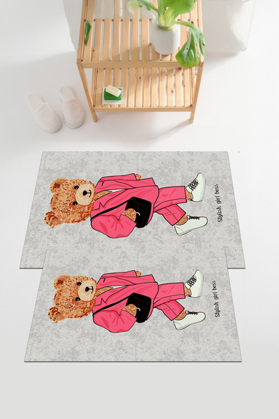 EVİMSEN Set de covoraș de baie digital cu imprimeu lavabil și anti-alunecare ...