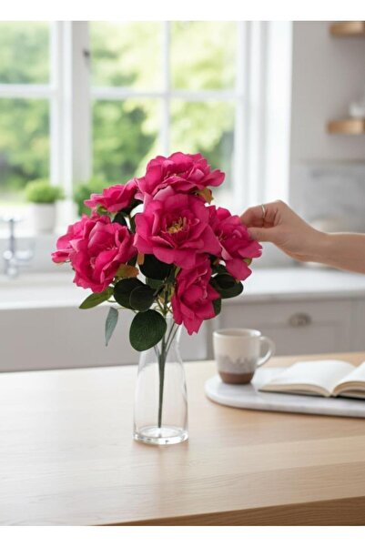 Nettenevime Yapay Çiçek Fuşya 10lu Gül Demeti 40*30cm