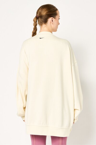 Nike Swoosh By Women Oversized Fit Long Sleeve Outdoor Sweatshirt, Off White