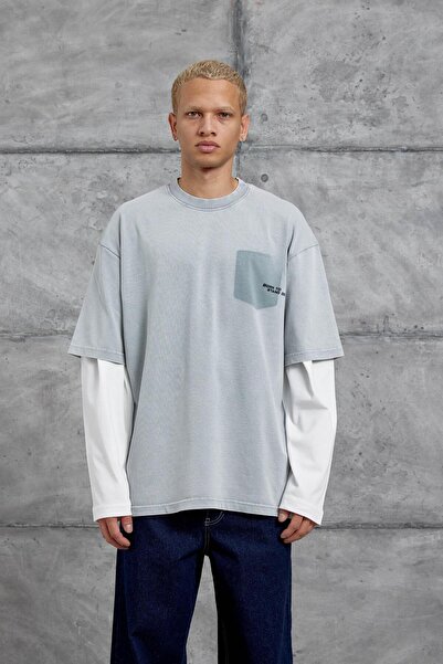 NOMARC Сірий світшот з написом BORN TO STAND