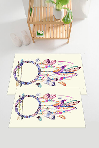 EVİMSEN Set de covoraș de baie digital cu imprimeu cu bază lavabilă și anti-a...