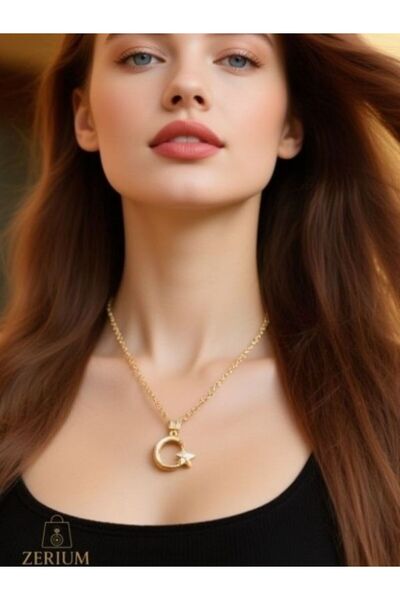 ZERİUM Luna Star Charm – Hilal ve Yıldız Figürlü Altın Renk Zarif Kadın Kolye