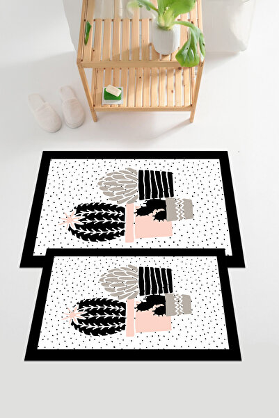 EVİMSEN Set de toaletă pentru baie cu model de cactus, lavabil și anti-alunec...