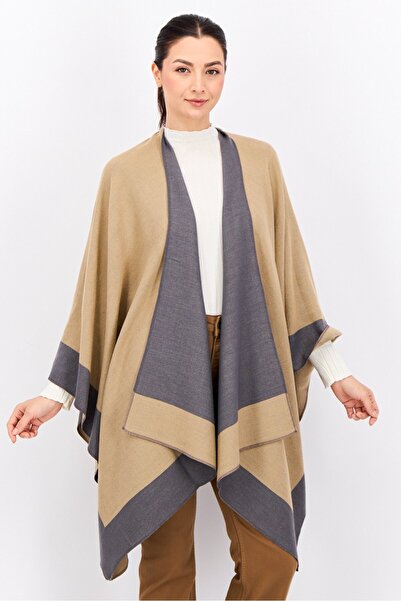 Casa Caracol Women Textured Poncho Wraps, Grey