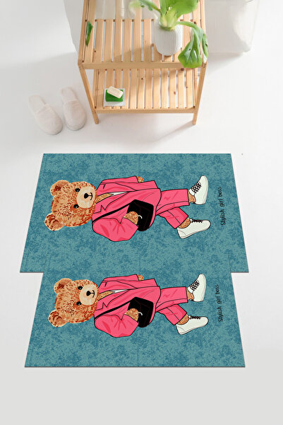 EVİMSEN Set de covoraș de baie digital cu imprimeu lavabil și anti-alunecare ...