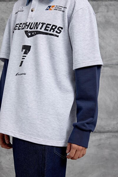 NOMARC Gray Speedhunters Printed Oversized Sweatshirt