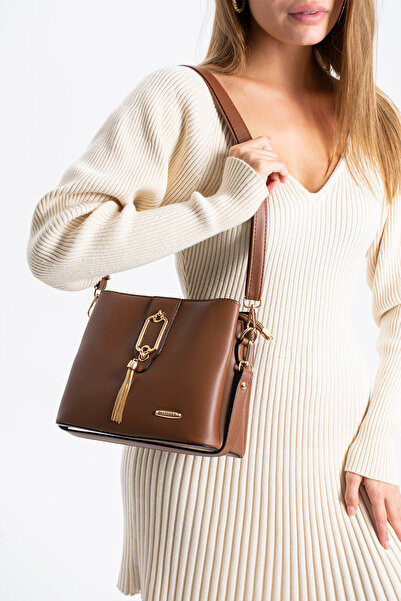 Sanmorris Glc Gold Detailed 3-Compartment Shoulder and Crossbody Bag