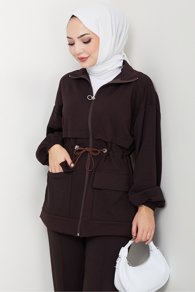 Bestenur Διπλό Σετ με Τσέπη Καπακιού 1652 - Bitter Brown