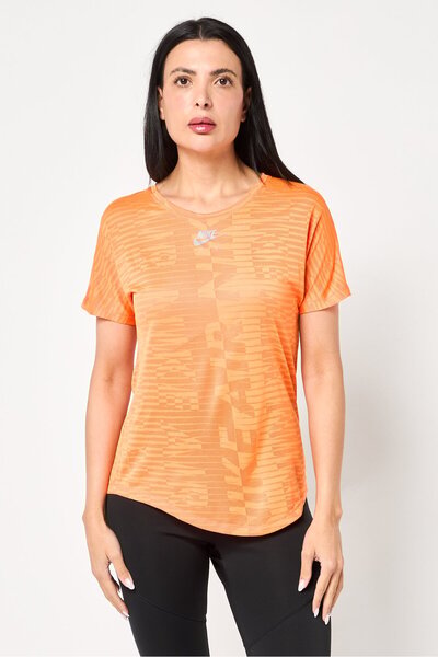Nike Women Standard Fit Short Sleeve Training Top, Orange