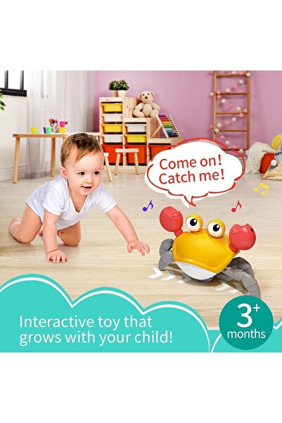 Generic Crawling Crab Toy, Interactive Musical LED Baby Toy (Yellow)