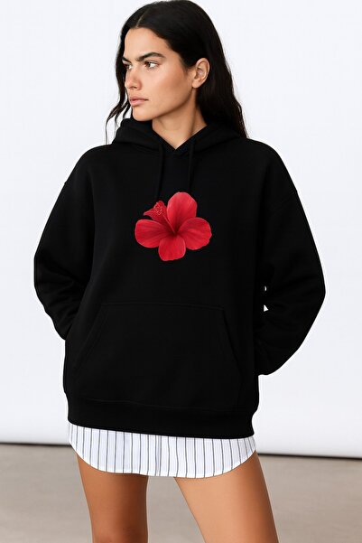 HAKKE Γυναικείο φούτερ Red Hibiscus