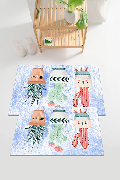 EVİMSEN Set de toaletă pentru baie cu model de cactus colorat, lavabil și ant...