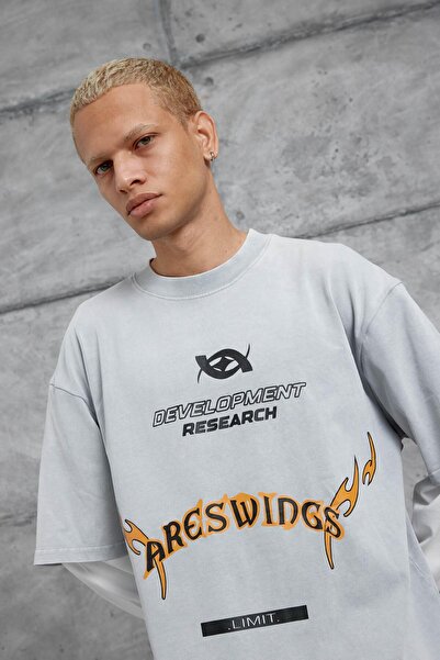 NOMARC Gray Nmrc Areswing Written Oversized Piece Sleeve Sweatshirt