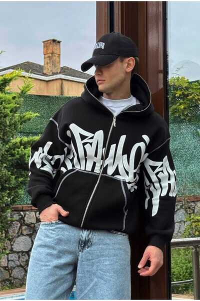 serline Premium Graphic Baskı Full Zip Hoodie