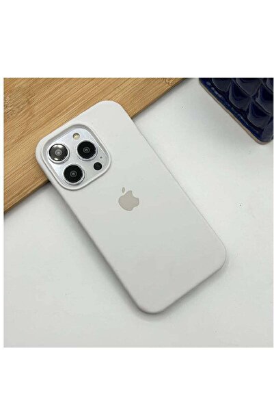 Generic غطاء سيليكون سائل مع شعار لهاتف iPhone 15 Series أبيض