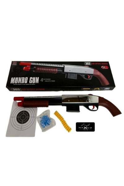 Generic لعبة بندقية موندو غان 303 - مسدس رصاص ناعم بمضخة مع لوحة هدف ورصاص لل...