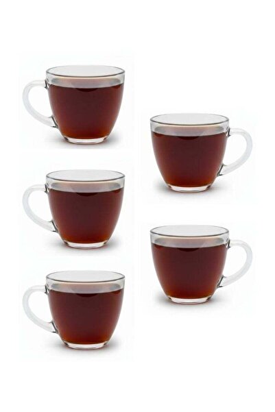 Premium Set of 5 Minimalist Japanese Glass Tea Cups – Modern Rounded Design for Hot Drinks