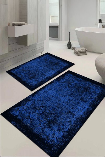 EVİMSEN Modern Bathroom Mat Toilet Set with Digital Printed Washable and Non-Slip Base