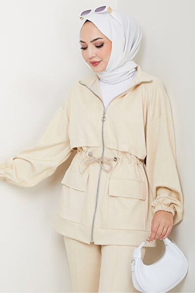 Bestenur Double Suit with Flap Pocket 1652 - Beige