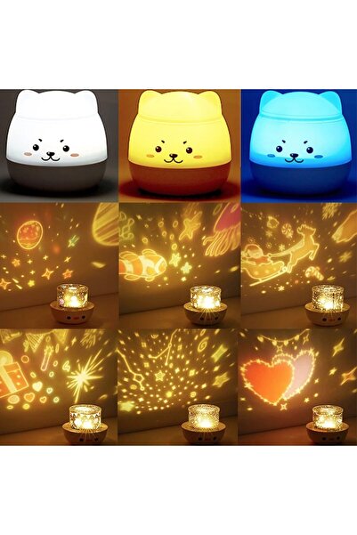 MACVI ® Musical Bear Night Light, LED projector, Bluetooth, 6 colors, USB 1200mAh, rotatable