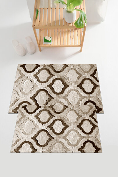 EVİMSEN Set de scaune pentru toaletă cu covoraș de baie cu model digital cu i...