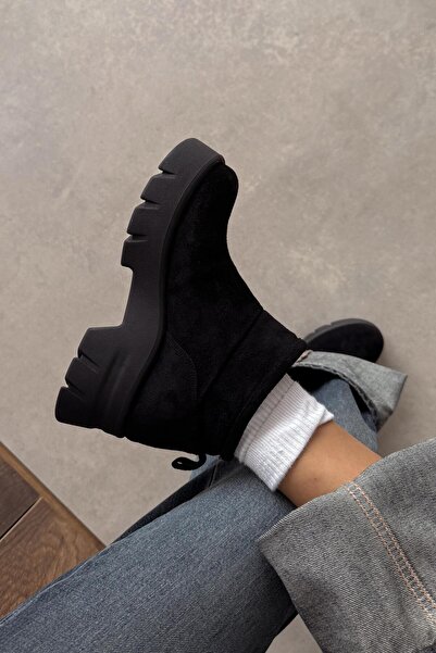 nope21shoess Siena Siyah Hakiki Deri Bot