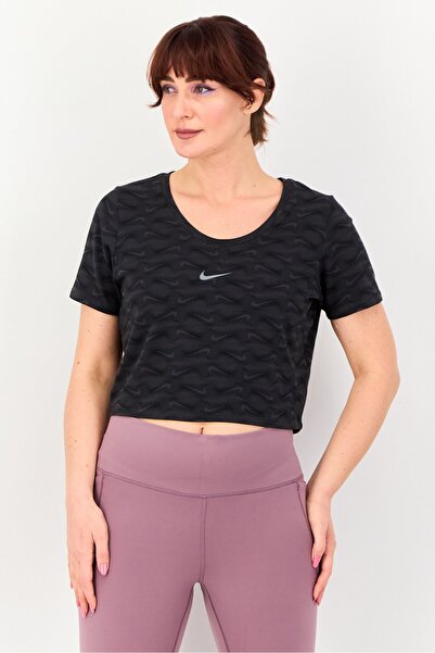 Nike Women Slim Fit Short Sleeve Training Top, Grey