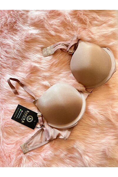 BUTİK SAKURA Women's V Stone Mink Color Push-Up Bra Set