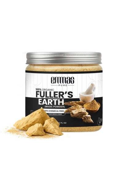 Emmas pure فولرز إيرث 200 جرام - مسحوق طين طبيعي 100% - ينظف بعمق ويزيل الزيو...
