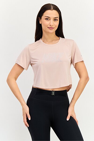 Nike Women Dri-Fit Short Sleeve Training Crop Top, Blush Pink