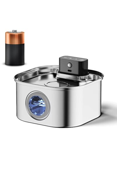 AMYMAT Fântână automată de apă wireless pentru pisici, 3,2 l, oțel inoxidabil...