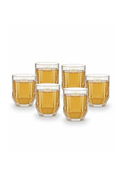 Premium Deluxe Juice Glasses Set of 6 – Clear Hexagon-Cut Design, Turkish-Style Elegance