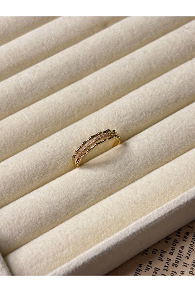 lotusbybuket خاتم ذهبي من الفولاذ والزركون من VIP