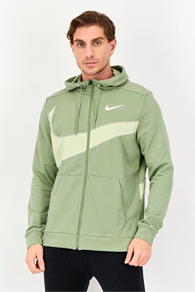 Nike هودي تدريبي بأكمام طويلة للرجال من Dri Fit، أخضر