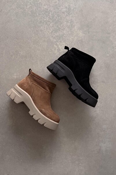 nope21shoess Siena Siyah Hakiki Deri Bot